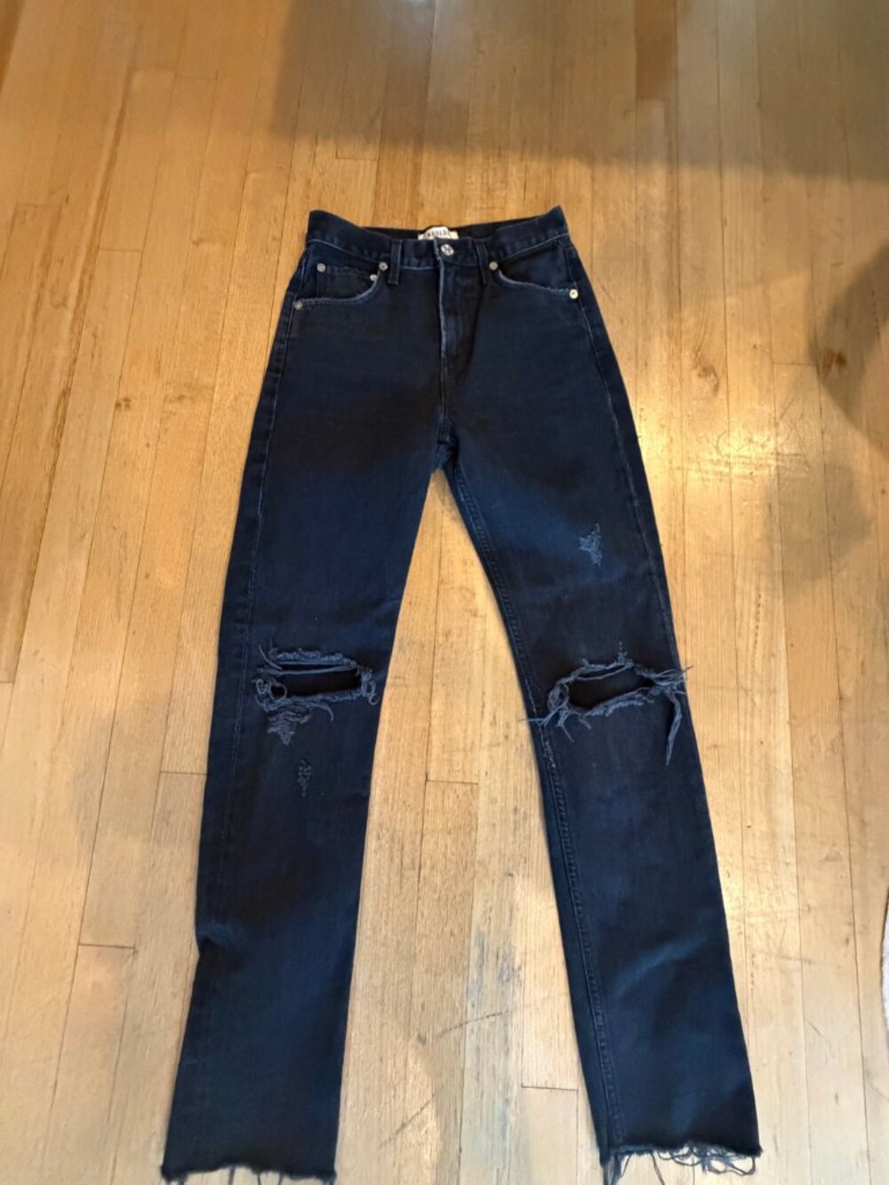 AGOLDE Cherie High Rise Straight Jeans Distortion Black 23 - Picture 2 of 5